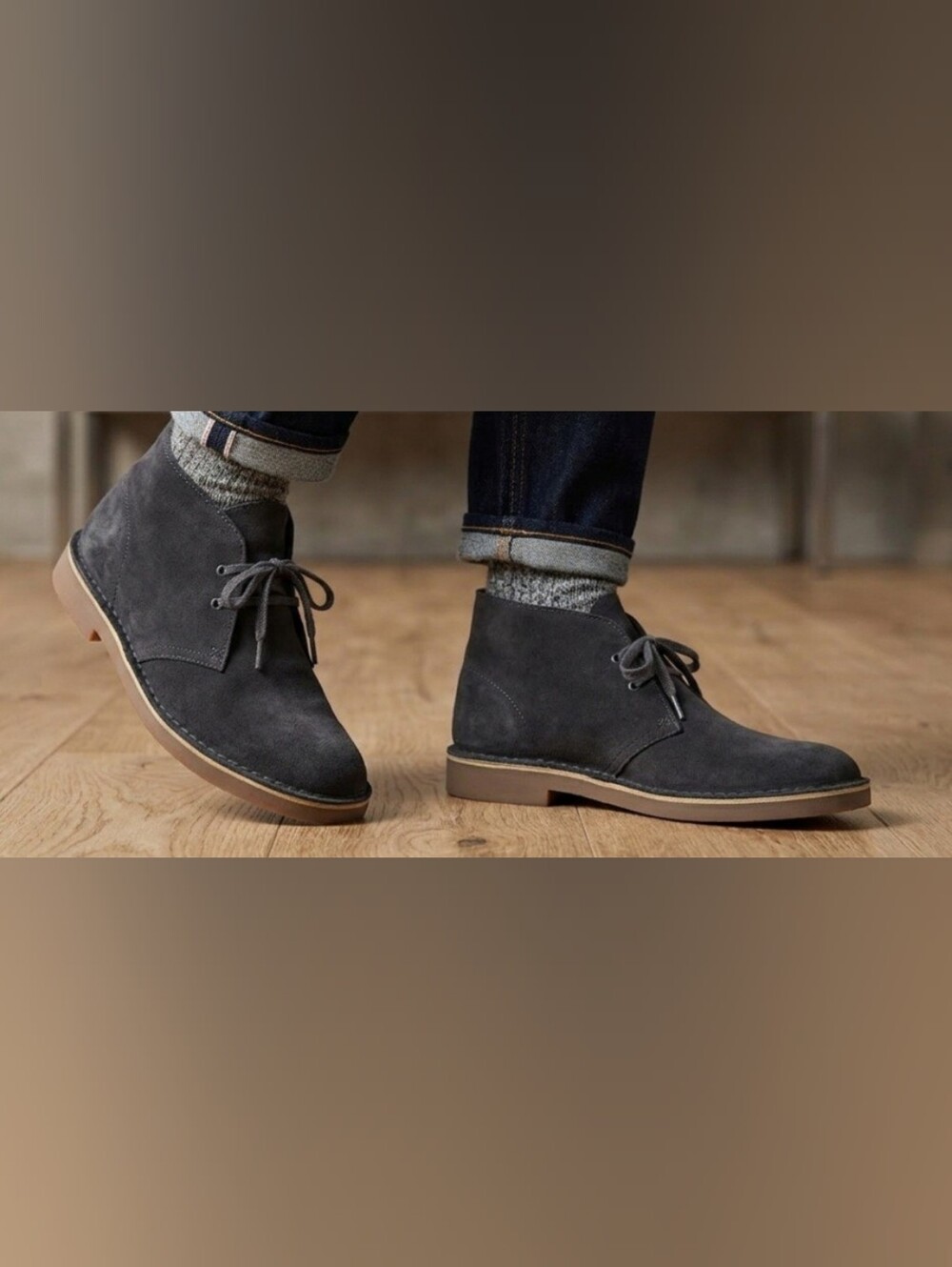 Clarks Originals Grey Suede Desert Chukka Boots, Size 8